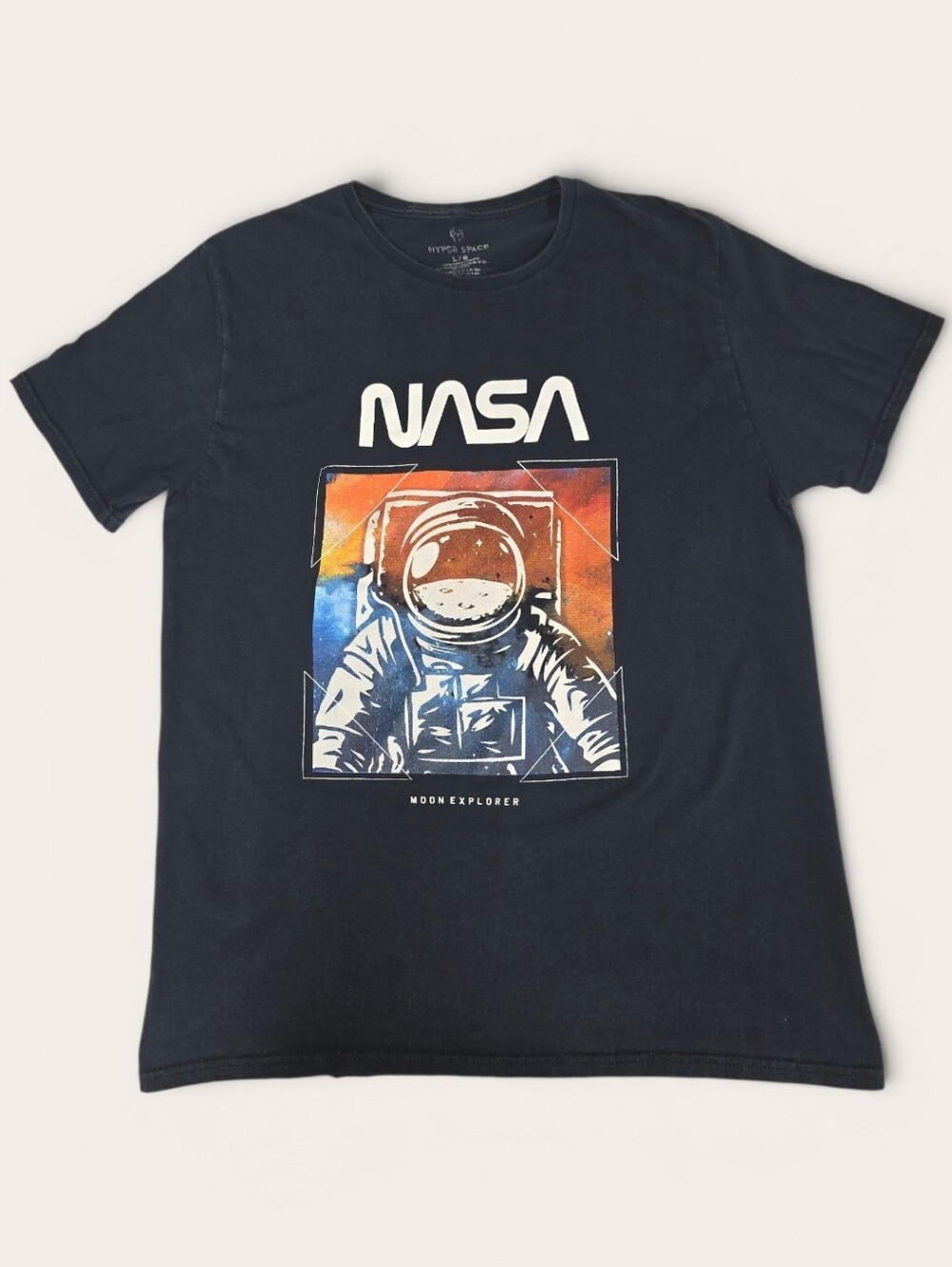 NASA Moon Explorer Black Astronaut Graphic Tee